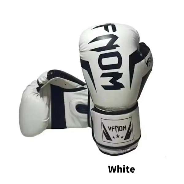 6/10/12/16Oz Boxhandskar för Barn och Vuxna, Professionella Muay Thai-handskar för Män och Kvinnor, PU Taekwondo Punchinghandskar Black White 12oz