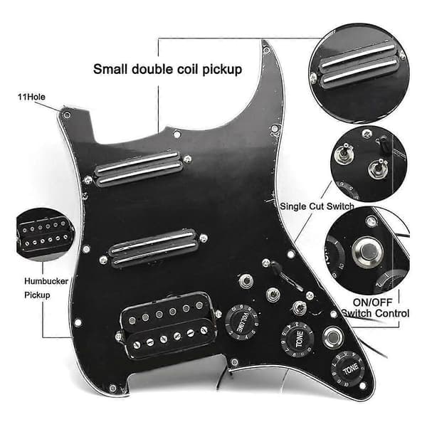 Elektrisk Gitarr Pickguard Pickup Med Singlecut-Koppling Förladdad Gitarr Pickguard För Strat G Black