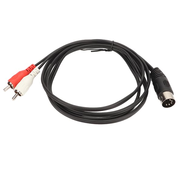 5-bens DIN han til 2 RCA han kabel PVC-trådbeskyttelse 2 RCA til DIN lydforbindelseskabel til CD-afspiller VCR DVD Phono LD