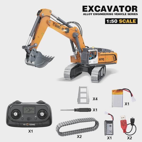 1/50 Mini Remote Control Car RC Excavator Loader Dump Truck Alloy Tracked Vehicle Engineering Electric Desk Toy Loader 636