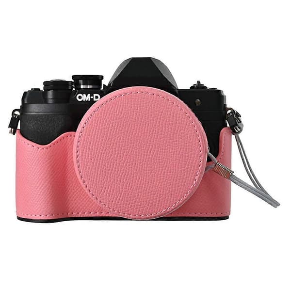 Læretui med halv kropp og objektivdeksel til Olympus OM-D E-M10 Mark IV, skulderstropp - G Multicolor Pink