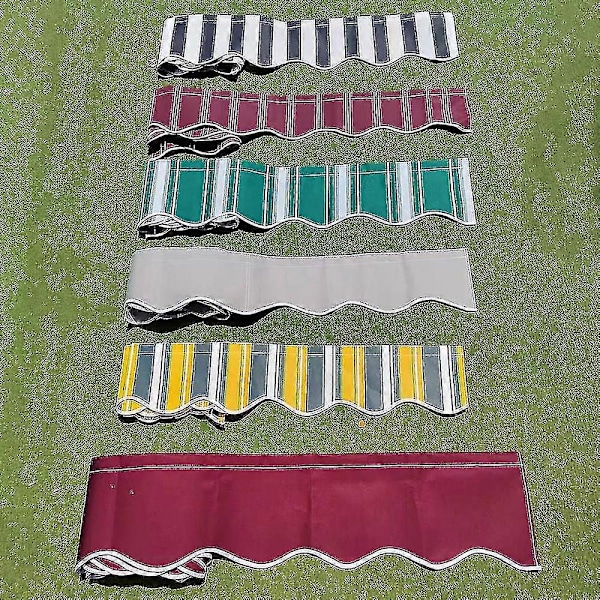 2,5 m/3 m/3,5 m/4 m/5 m Butik Banner Udskiftning Vandtæt Stof Striber Bølget Kappe Solskærm Baldakin Terrasse Markise Custom Color (W)200cm x (L)19cm