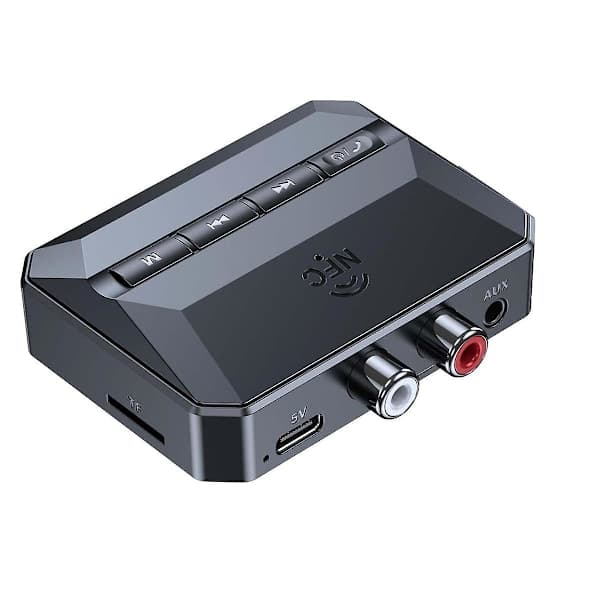 NFC Bluetooth-mottaker, Bluetooth 5.3 Aux-adapter for bil, trådløs lydmottaker for hjemmestereo/