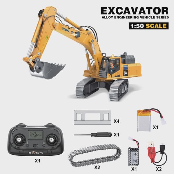 1/50 Mini Remote Control Car RC Excavator Loader Dump Truck Alloy Tracked Vehicle Engineering Electric Desk Toy Loader 636