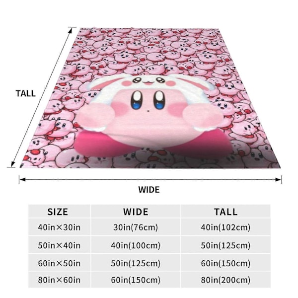 Kirby Filt Överkast Soffa Säng Mjuk Lätt Varm Mysig Flanell Fleece Filt För Barn Vuxna Gåva Flera S-SYS1065 76x102cm 40x30in