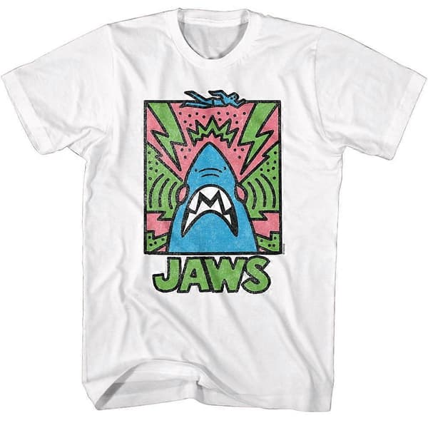 Jaws Abstract Doodle Valkoinen T-paita-Tcs02 S