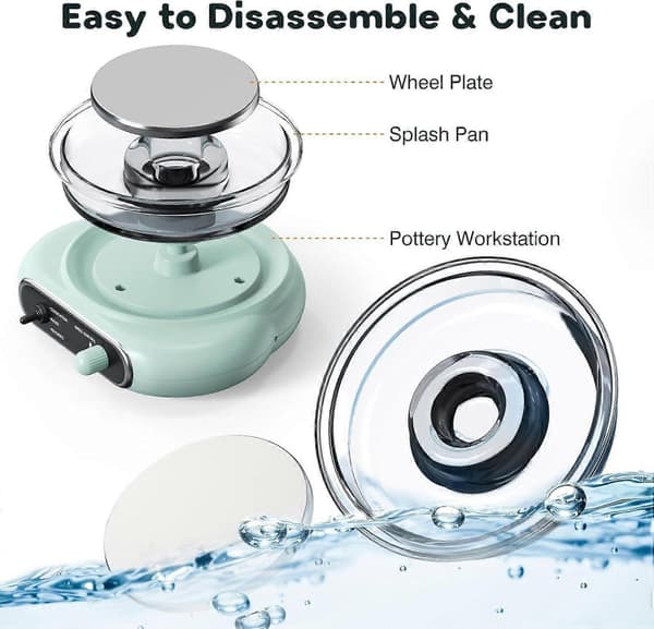 (Grön) Mini Pottery Wheel Kit - 4,7\" Electric Clay Turntable with Foot Pedal, Adjustable Speed Ceramic Machine with 8 Pottery Shaping Tools
