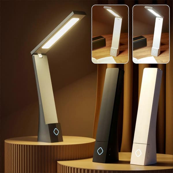Sammenleggbar Studie 3 Dimbare Lyseffekter Lampe - USB Oppladbar LED Bordlampe, Øyebeskyttelse for Studenter, Nattbordslesing Black