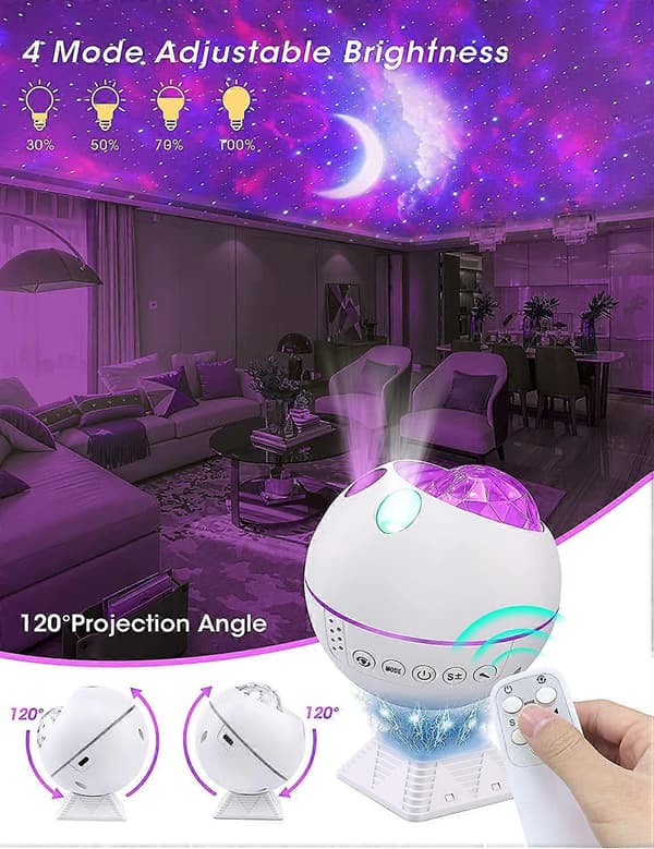 Mini LED Star Projector Night Light, 120 Rotating Remote Controlled Galaxy Lighting Effects Cloud Lamp Perfect Gift for Kids (Mini White)