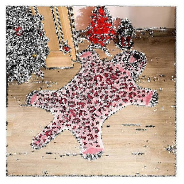 Baderomsmatter Rosa Imitasjon Leopardmønster Teppe Sklisikker Matte Vaskbart Dyreprint Teppe