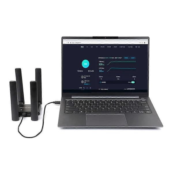 Waveshare USB 3.2 Gen1 5G DONGLE Expansionskort med 4 Antenner Aluminiumlegeringsskal Stöder M.2 K Black