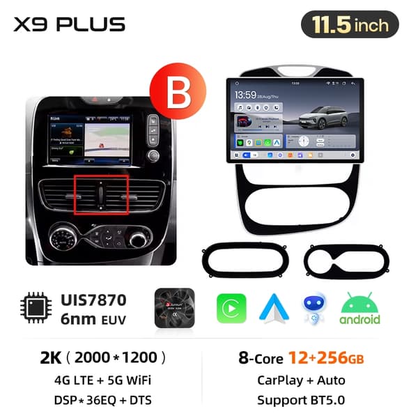 Junsun Android bilradio til Renault Clio 4 ZOE 2012-2019 CarPlay Auto Multimedia Stereo Intelligente systemer Skærm GPS DSP DAB+ Linux systems(NO Android)-A