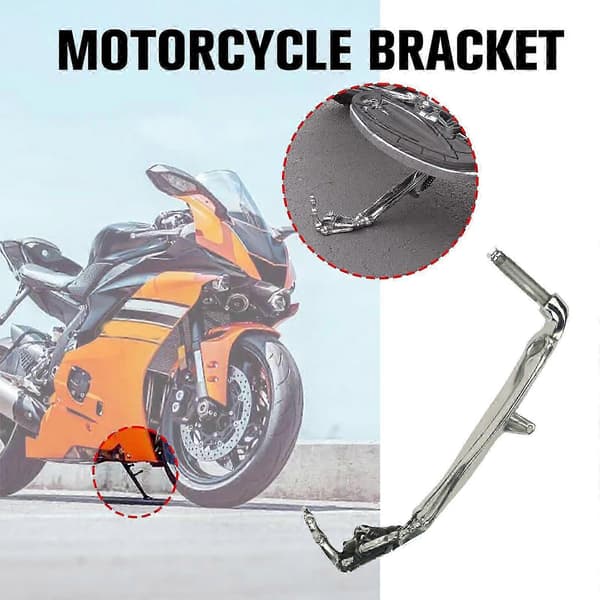 Silverfärgat gotiskt motorcykelstöd justerbart sidostöd i aluminiumlegering