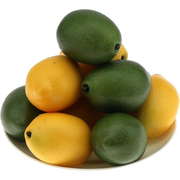 12 bitar Konstgjord citron Grön och gul Dekorativ falsk frukt Hemfest Fest Dekoration Grön Gul Citron Utomhus Människor Inga människor Plats Fönsterdekoration