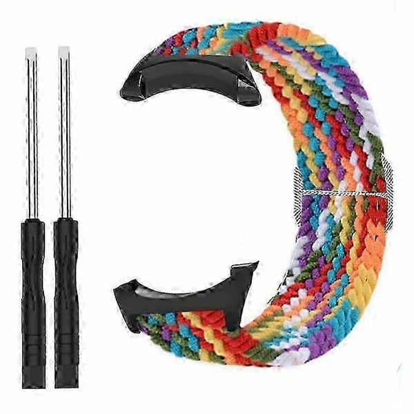 Til Suunto Core Urrem Strækbar 22mm Blød Nylon Elastisk Flettet Rem - Regnbue Rainbow