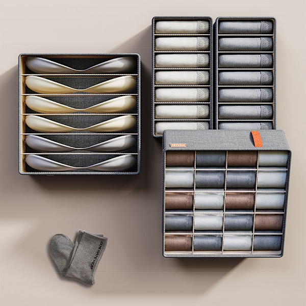 Garderob Underkläder Jeans Fack Förvaringslåda Stapelbara Strumpor BH Byxor Hållare Garderob T-shirts Byxor Organizer Utrymmesbesparande Light Grey - 7 grid