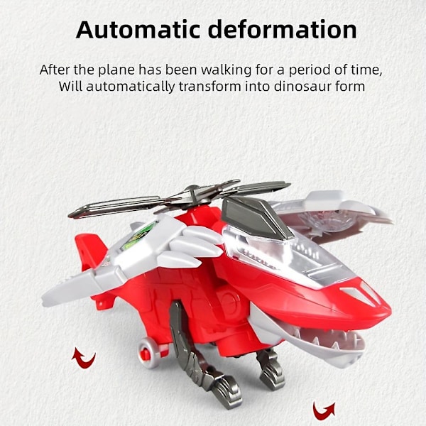 Automatisk Deformationsflygplan Leksak Elektrisk Universal Gående Musik Ljus Simulering Deformation Dinosaurie Modell red