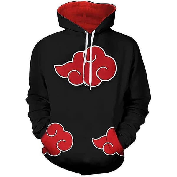 Unisex Naruto Akatsuki Trykk Hettegenser Pullover Hettegenser med Store Lommer for Menn og Kvinner L