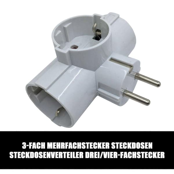 3-veis multi-stikkontakt, strømskinne, trippelpluggadapter