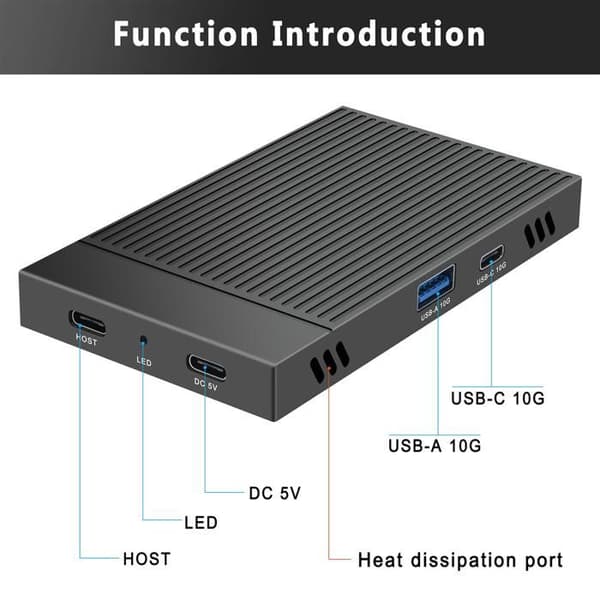 M.2 NVMe Dual Bay Harddisk Kabinet Gen2 Harddisk Kabinet Dockingstation HUB 10 Gbps Harddisk Tilbehør