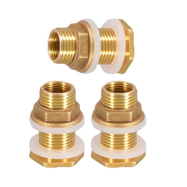 Solid messing skottkobling, 3 sett 3/8 tommer hunn 1/2 tommer hann solid messing vanntankkobling Bronze
