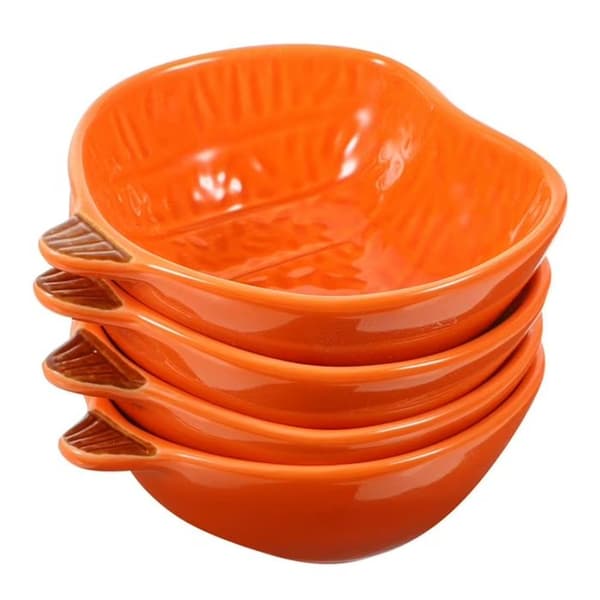 Set med 4 keramikformar i pumpaform, ugnssäkra, för höstkryddor och desserter.