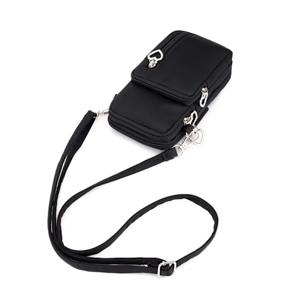 Små Crossbody-väskor för kvinnor Multifunktionell Vattentät Nylon Axelväska ll Telefon Sport Messenger Väskor blackballoon