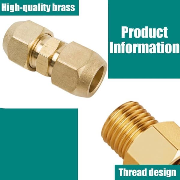 2 stk. 1/4\" 3/8\" kobber dobbeltfittings til aircondition, dobbeltnippel, loddefri AC kobberrørsfitting