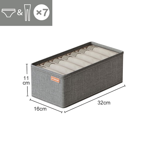 Garderob Underkläder Jeans Fack Förvaringslåda Stapelbara Strumpor BH Byxor Hållare Garderob T-shirts Byxor Organizer Utrymmesbesparande Light Grey - 7 grid