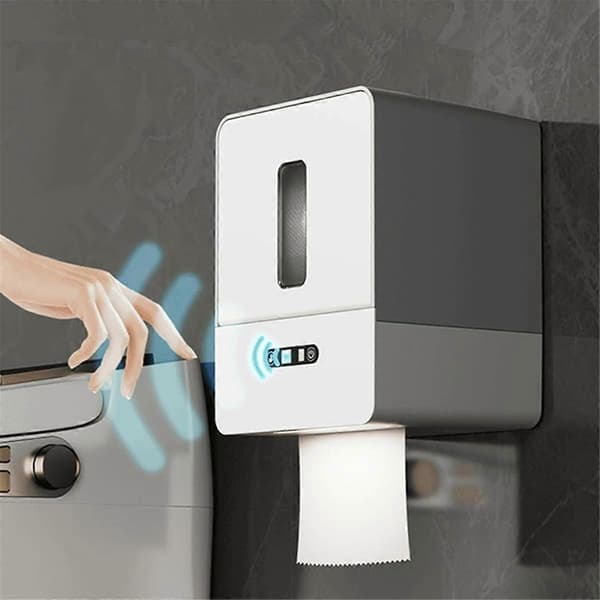 Smart berøringsfri toalettpapirdispenser, elektronisk sensor papirhåndkledispenser, med nattlys, USB Gray