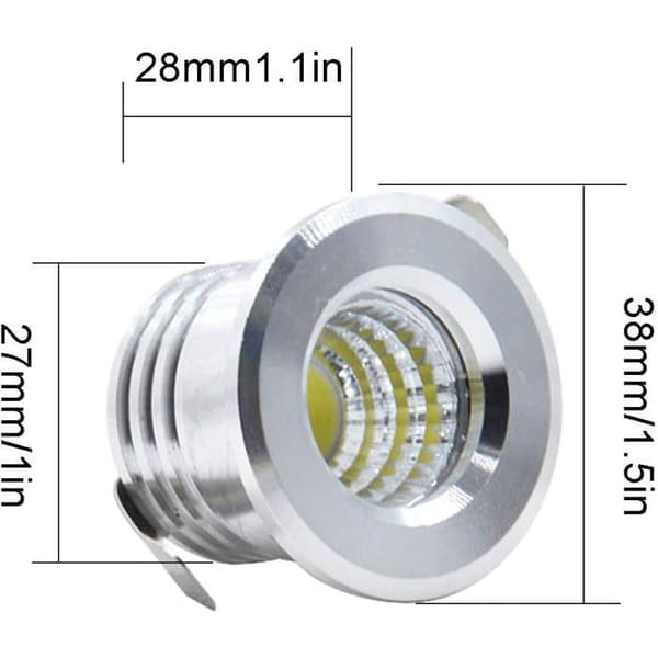 6 minisyvennettyä LED-kohdevalaisinta - 3W - 3.8cm - Lämmin valkoinen