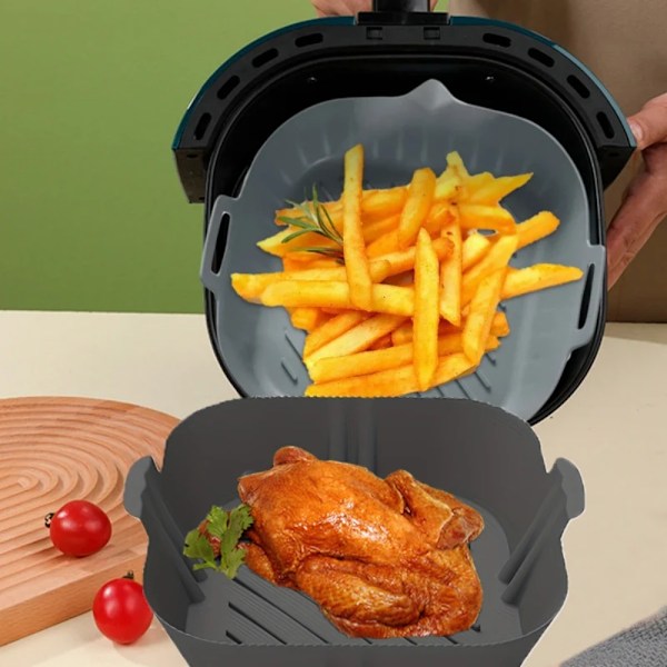 Återanvändbar Silikonform för Airfryer, Ugn - Tillbehör för Beläggning - Pizza - Friterad Kyckling black 1pcs