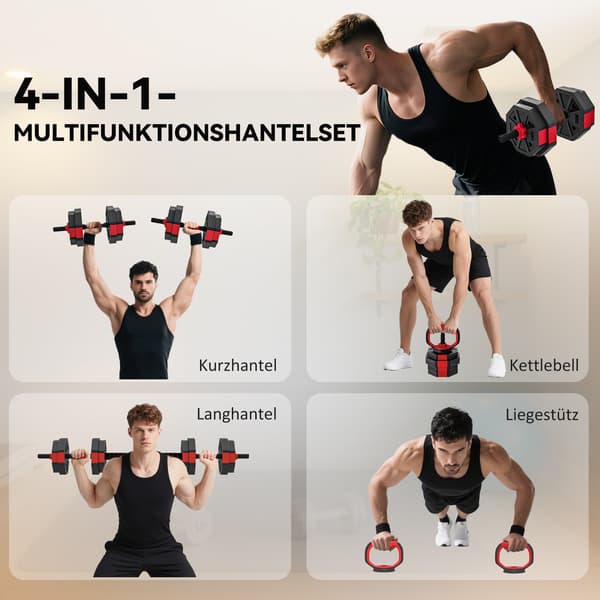 Adjustable 4-in-1 Dumbbell Set, 15 kg for Home Training 16500