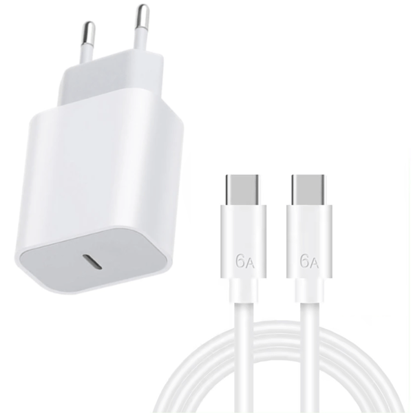 Lader Kompatibel med iPhone 16 + 3M kabel Hurtiglader USB-C til USB-C 20W PD