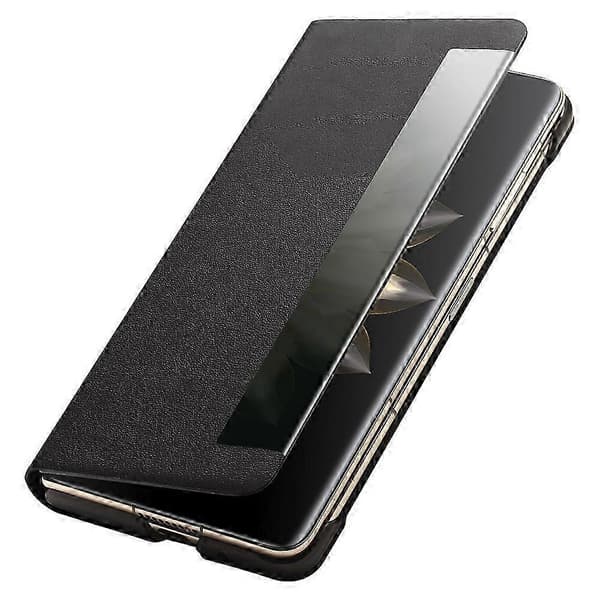 Ægte Koskindslæder Etui med Smart View Vindue til Honor Magic V2 5G Black