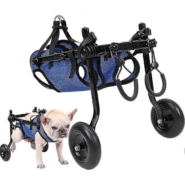 Hundehjulstol, Hundehjulstol for Bakbein, Justerbar Hundehjulstol Bakbein, Mobilitetshjelpemiddel for Funksjonshemmede Kjæledyr Støtte S