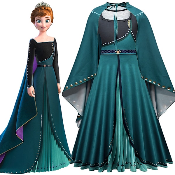 \"Frozen 2\" Elsa -asu tytöille, lapsille, Halloweeniin, roolileikkeihin, Lumikuningatar Anna, prinsessajuhlamekko, Anna-mekko, D-WELLNGS Anna-mekko D Anna Dress D 6T(tag 130)