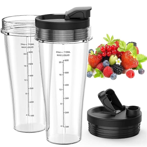 Blender Reservdelar för Ninja, 24oz Ninja Blenderkoppar med Lock, Blenderblad för Nutri Ninja