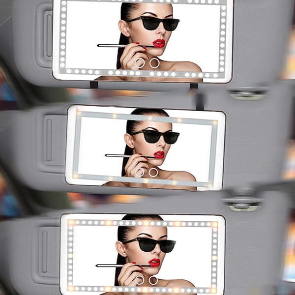 USB Car Sun Visor Makeup Mirror Touch Screen LED Light Makeup Mirror White