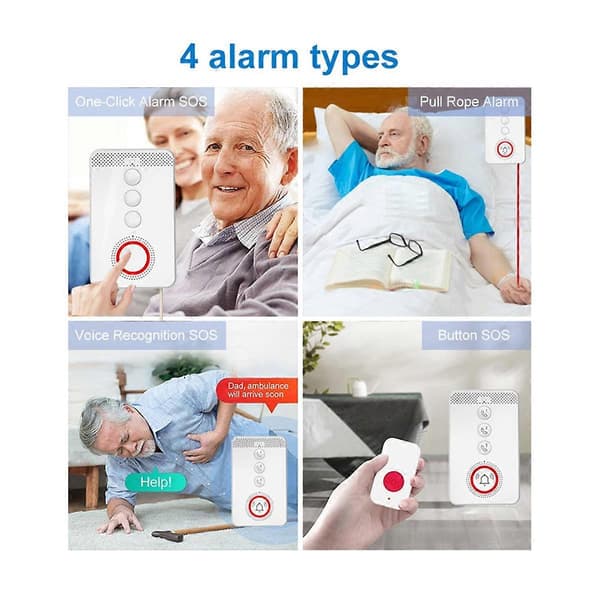 Nødalarm System 4G 433MHZ SOS Toveis Intercom Anrop EU Plugg