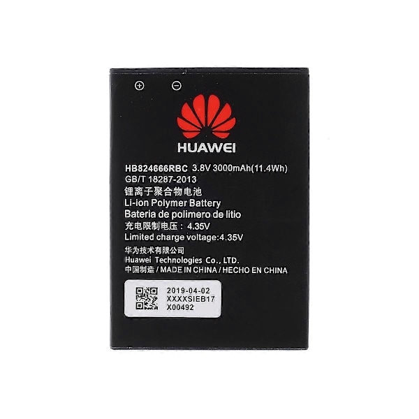 3.80V 3000mAh Batterierstatning (Kode: HB824666RBC) Kompatibel med Huawei E5577
