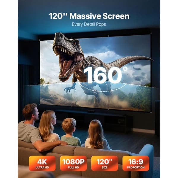 Projector Screen - DUOKU - 120 inch - 4K - 16:9 - Wall Mount
