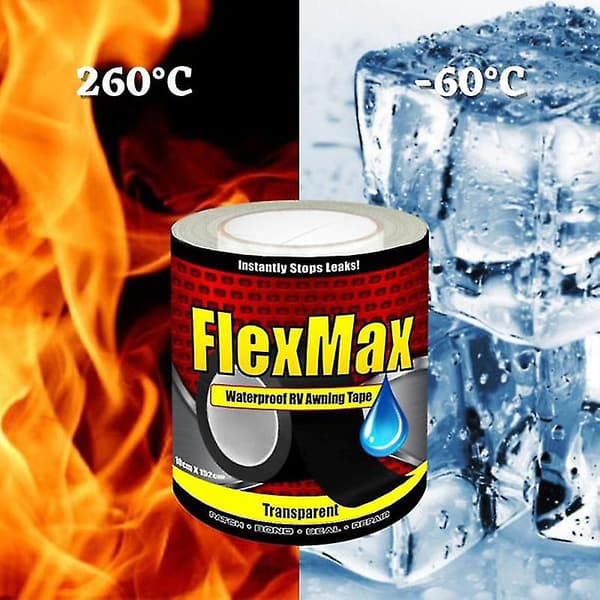 Ultra-resistent vannavstøtende og vanntett teip Transparent Flex Tape White 30cm