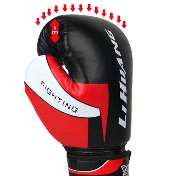 1 par boxningshandskar i PU-läder med andningshål, slitstarka, stängning med handledsband, hög styrka red-8oz