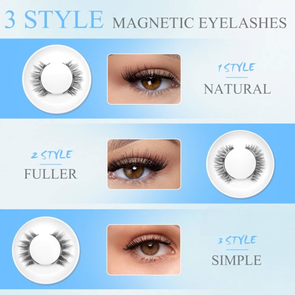 Elara Craft Magnetiska Ögonfransar med Applikator, Återanvändbara Magnetiska Ögonfransar Naturligt Utseende, Lätta att Sätta På och Ta Av Mjuka Fransar Kit Inget Lim Behövs (Natural) Natural+Simple