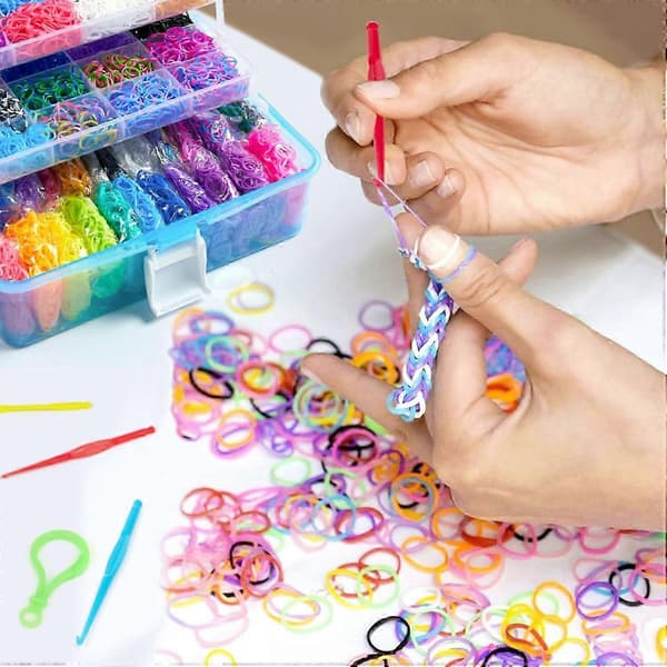 17500 stk. Rainbow Loom-elastikker Refill Kit med 600 S-clips & 28 farver til børn