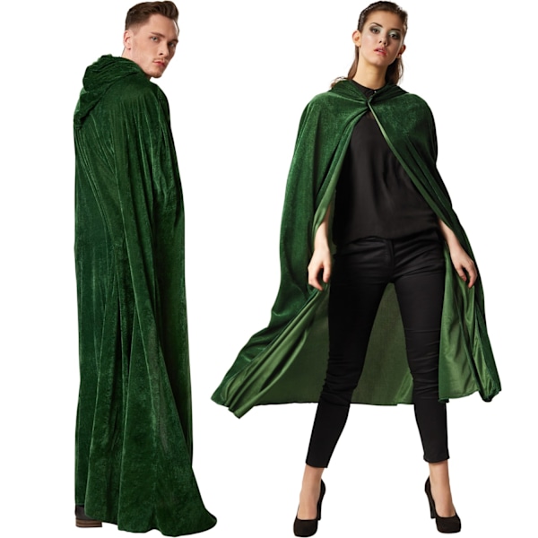 tectake Samettiviitta hupulla - 158 cm Green Grön