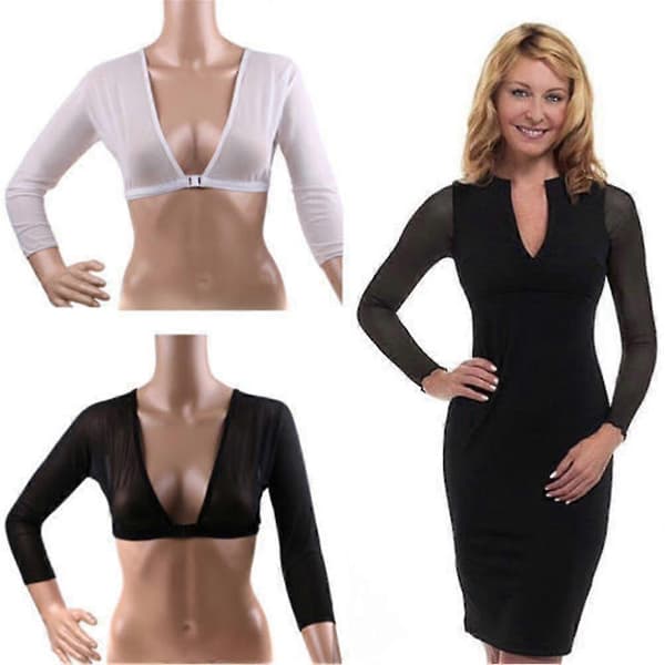 Sömlös Armformare Kort Croppad Navel Mesh Kofta Plus Size Armformare White M