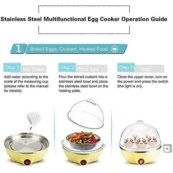 Rask Eggkoker: Elektrisk eggkoker med kapasitet for 7 egg, kompatibel med hardkokte egg, posjerte egg, eggerøre, rosa EU-plugg pink