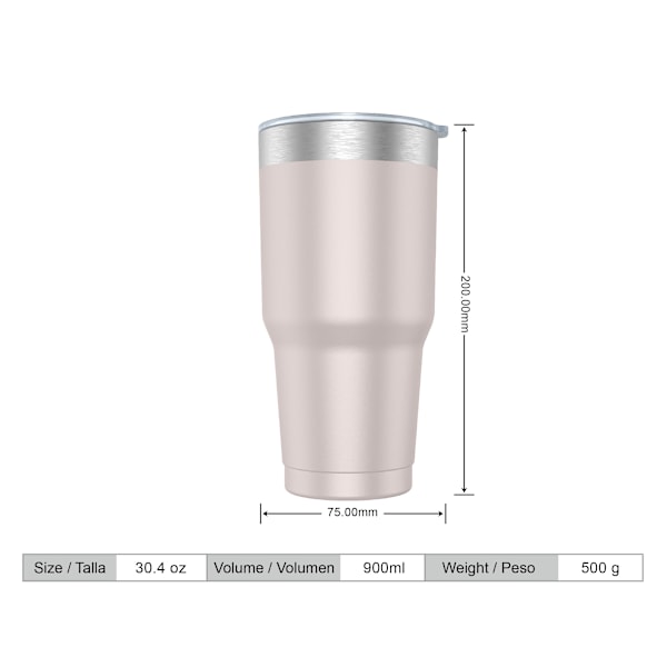 Kaffetermosmugg 900ml (10 färger) och tekopp för hand eller bil - Termosmugg i rostfritt stål med lock, rostfri stålkopp. Rosa